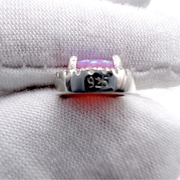 Halo Pink Fire Opal Cz & Clear Cz .925 Sterling Silver Earring & Necklace Set - Picture 8 of 17